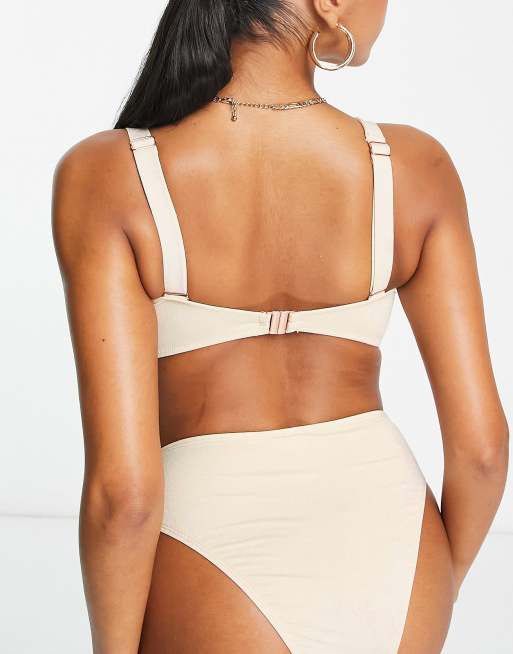Ivory Rose Fuller Bust one shoulder top with removable pads in gold shimmer, 2 of 4