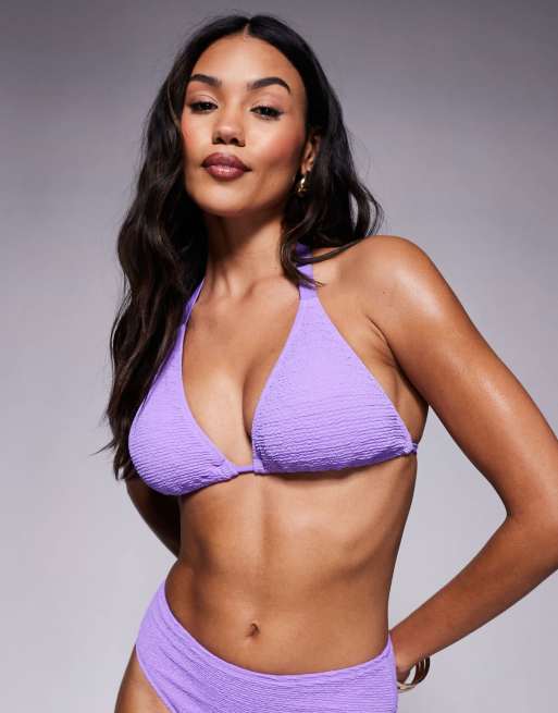 Ivory Rose Fuller Bust Scrunch Triangle Bikini Top In Purple