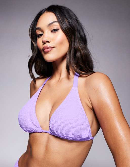 Ivory Rose Fuller Bust Scrunch Triangle Bikini Top In Purple
