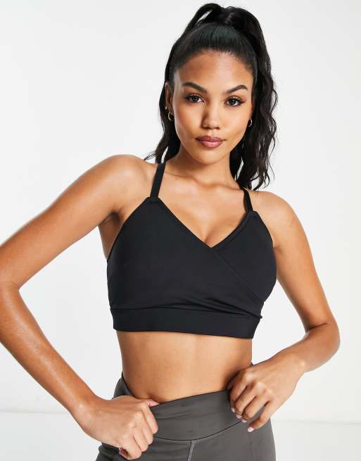 Ivory Rose - Fuller Bust - Sort sports-BH med slå-om-design foran