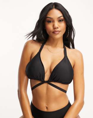 Ivory Rose Fuller Bust underwired swimsuit with tie up shoulder in black