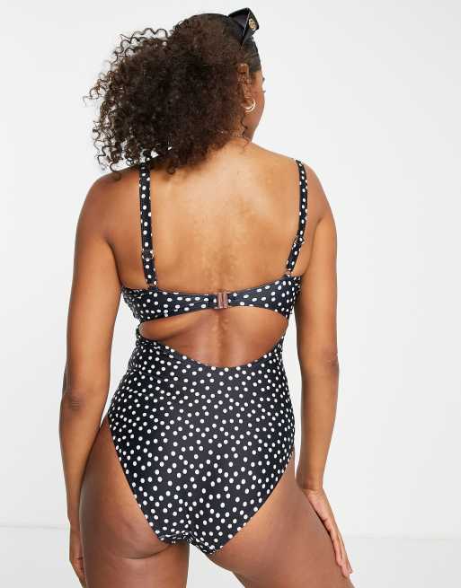 Ivory Rose Fuller Bust underwire swimsuit in black polka dot , 4 of 4