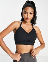 Pour Moi Fuller Bust Energy high neck padded wire free sports bra in black