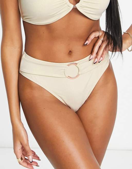 Ivory Rose Fuller Bust – Złote błyszczące figi od bikini z wysokim stanem, 4 z 4