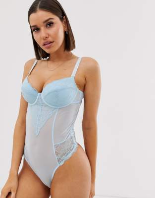 blue mesh bodysuit