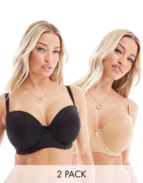 Ivory Rose – Größere Brust – 2er-Pack trägerlose BHs in Beige und Schwarz - view 1