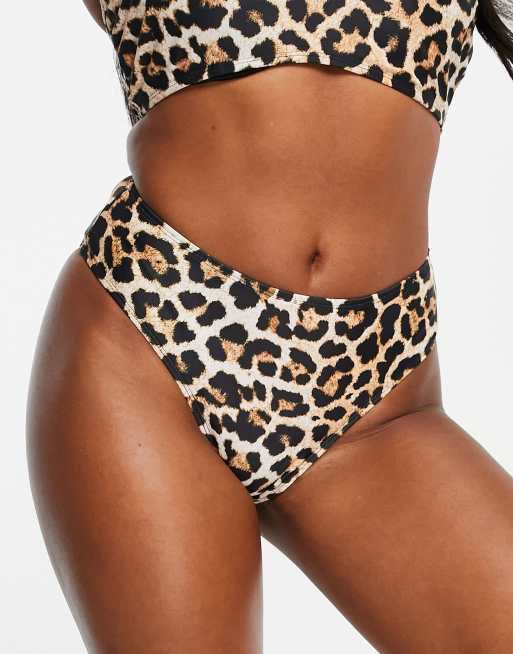 Ivory Rose – Größere Brust – Mix and Match – Bikinihose mit hohem Bund und Leopardenmuster