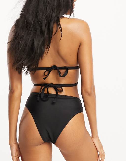 Ivory Rose – Größere Brust – Mix & Match – Bikinihose in Schwarz mit hohem Bund , 3 von 4