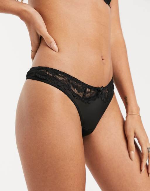 Black Basic Lace Thong, Lingerie