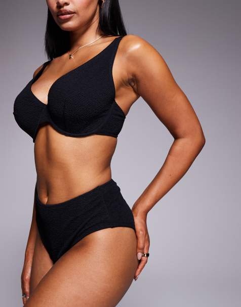 Ivory Rose Lingerie High waist bikini pant in scrunch in black