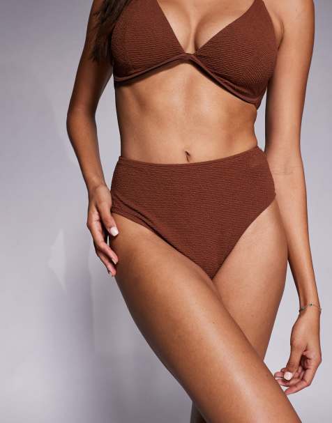 Ivory Rose Lingerie High waist bikini pant in scrunch in brown
