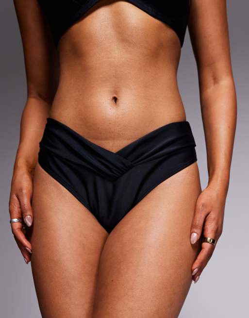 Ivory Rose Lingerie High waist wrap front bikini pant in black, 4 of 4