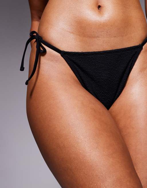 Ivory Rose Lingerie Tie side bikini bottom in scrunch in black, 4 of 4