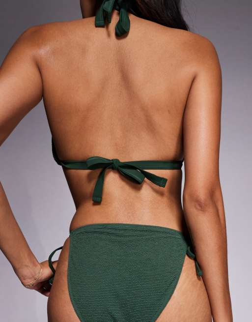 Ivory Rose Lingerie Tie side bikini bottom in scrunch in khaki, 3 of 4