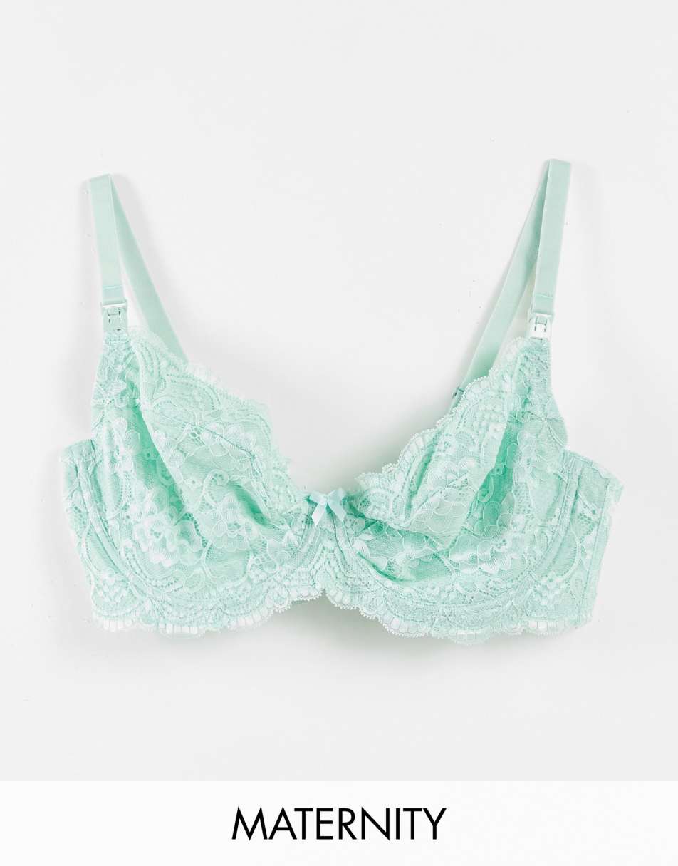 Tutti Rouge Fuller Bust Zera dobby mesh and lace mix nursing bralette in  basil