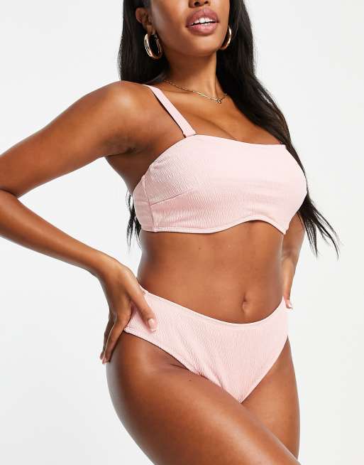 Ivory Rose mix and match crinkle high waist bikini bottoms in blush pink , 3 of 4