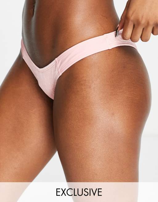 Ivory Rose mix and match crinkle V high leg bikini bottom in blush pink 