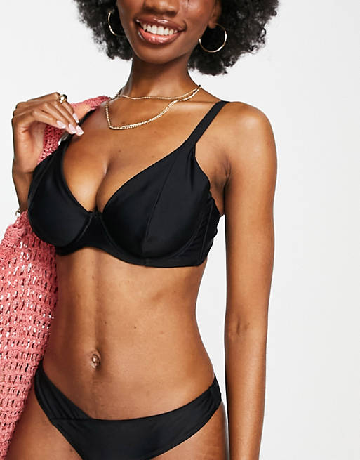 Ivory Rose - Mix en match - Bikinitopje voor vollere buste met beugel in zwart