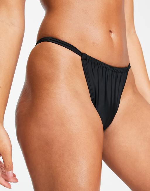 Ivory Rose – Mixa och matcha – Svart bikiniunderdel med dubbla remmar och hög benskärning , 4 av 4