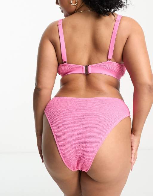 Ivory Rose Plus - Bas de bikini froissé à taille haute - Rose vif , 2 de 4