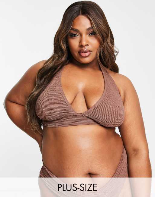 Ivory Rose Plus - Brun bikini i krølstof, 2 af 3