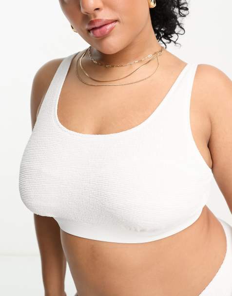 Ivory Rose – Plus – Bügel-Bikinioberteil in Weiß mit kurzem Schnitt und Knitteroptik - view 1