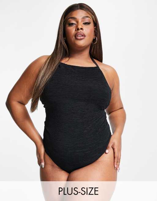 Plus Size Halterneck Floral Pattern One Piece Swimsuit Curvy Range Sizes 12  18 