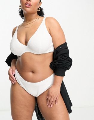 Ivory Rose Plus crinkle high waist bikini bottom in white  - ASOS Price Checker