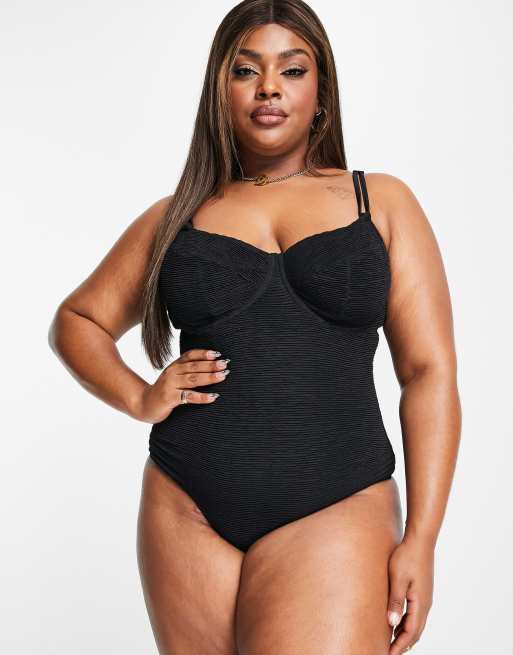 We Are We Wear Fuller Bust underwired control swimsuit with mesh