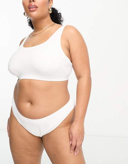 Ivory Rose Plus - Crop top bikini stropicciato bianco con ferretto , 4 di 4