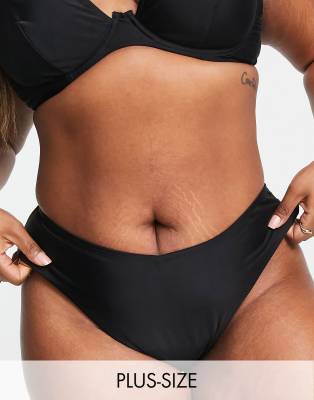 Ivory Rose Ivory Rose Plus high waist bikini bottom in black