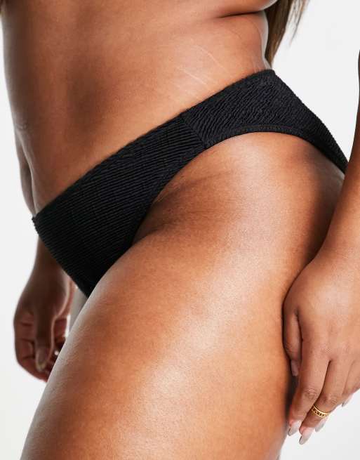 Ivory Rose Plus hipster bikini briefs in black crinkle, 4 of 4