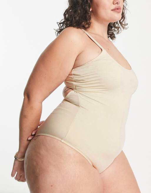 Ivory Rose Plus - Maillot 1 pièce balconnet à encolure dégagée et double lanière - Doré scintillant, 4 de 4