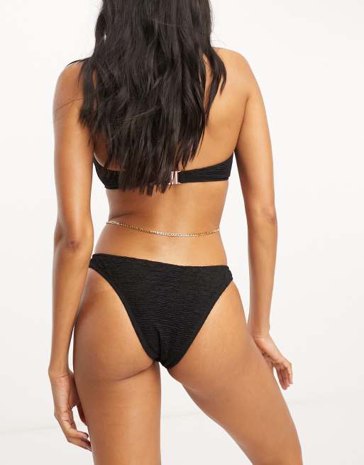 Ivory Rose - Poitrines généreuses - Mix & Match - Bas de bikini effet froissé à taille basse - Noir, 2 de 4