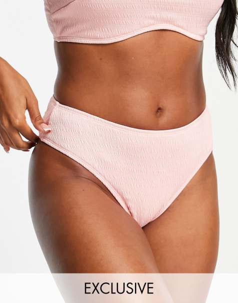 Ivory Rose - Vollere buste - Mix en match - Bikinibroekje van kreukelstof met hoge taille in beigeroze - view 1