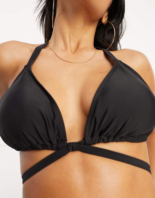 Ivory Rose - Vollere Buste - Triangel bikinitop in zwart, 3 van 4