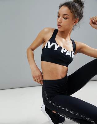 Ivy Park active logo bra in black