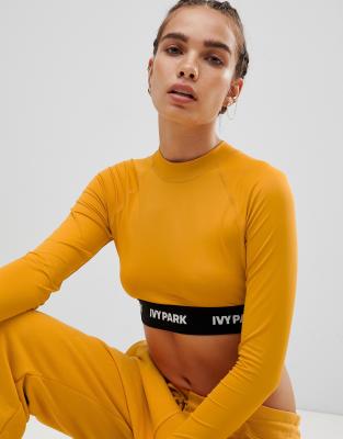 Ivy Park Active Long Sleeve Crop Top In Yellow