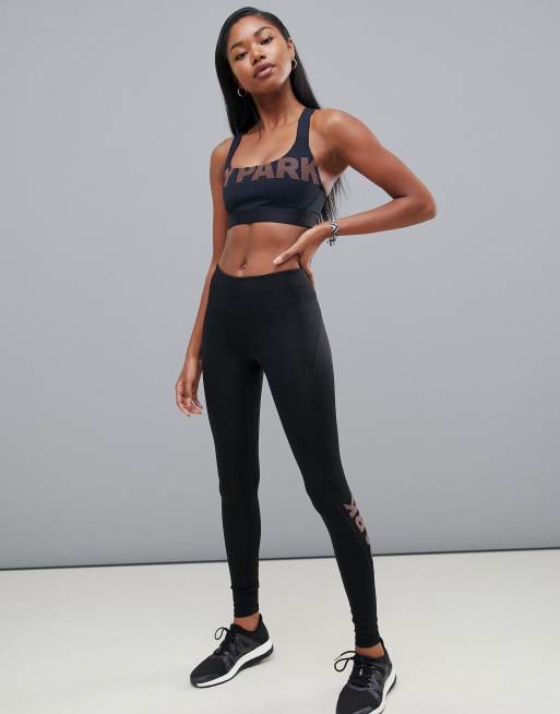 Ivy Park Active Metallic Logo Leggings In Black