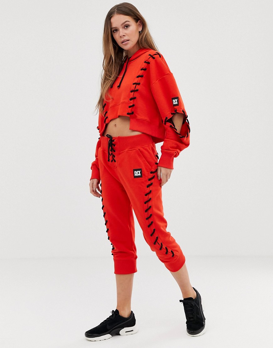 Ivy Park craft lace up joggers in red