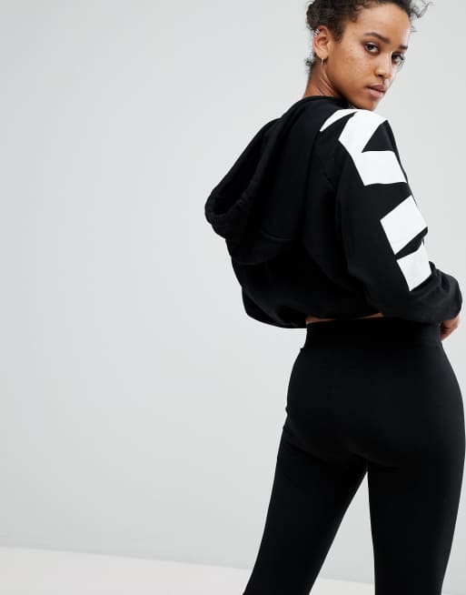 Ivy Park Cropped Hoodie With Logo Arm In Black ASOS