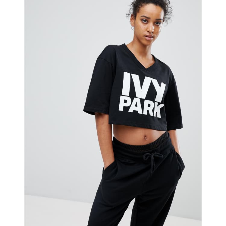 Ivy Park Logo Crop Top In Black