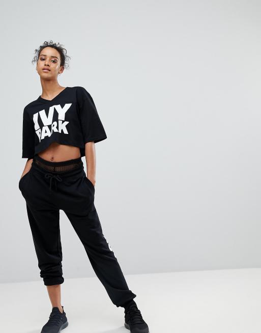 Ivy park black hot sale and white cropped hoodie