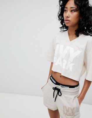 Ivy Park Logo Cropped T-Shirt In Oatmeal | ASOS