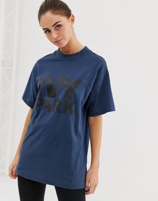Ivy Park - T-shirt met logo-Marineblauw