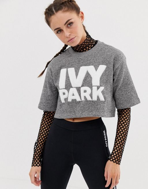Image result for Ivy Park terry Logo Crop Sweat