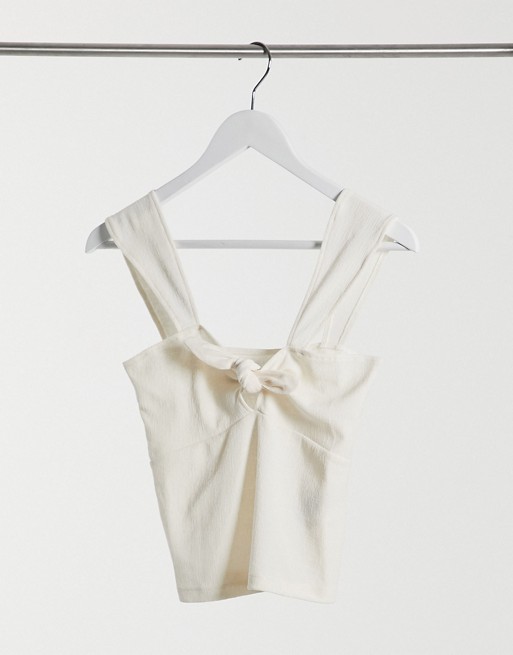 Ivy Revel tie front top in off white