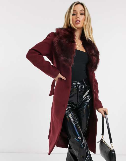 Burgundy fluffy outlet coat