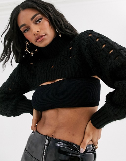 Ivyrevel cropped cable knit jumper in black