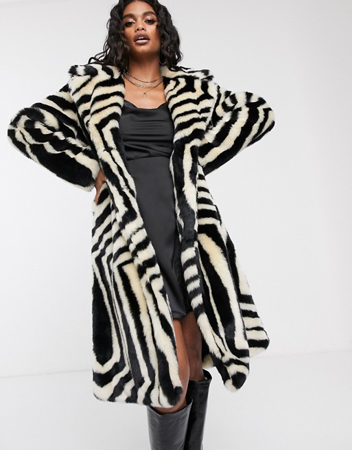 Ivyrevel faux fur coat in zebra print